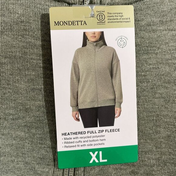 NEW Mondetta Women's XL Heather Green Full-Zip Jacket Fleece-Lined - Picture 7 of 8